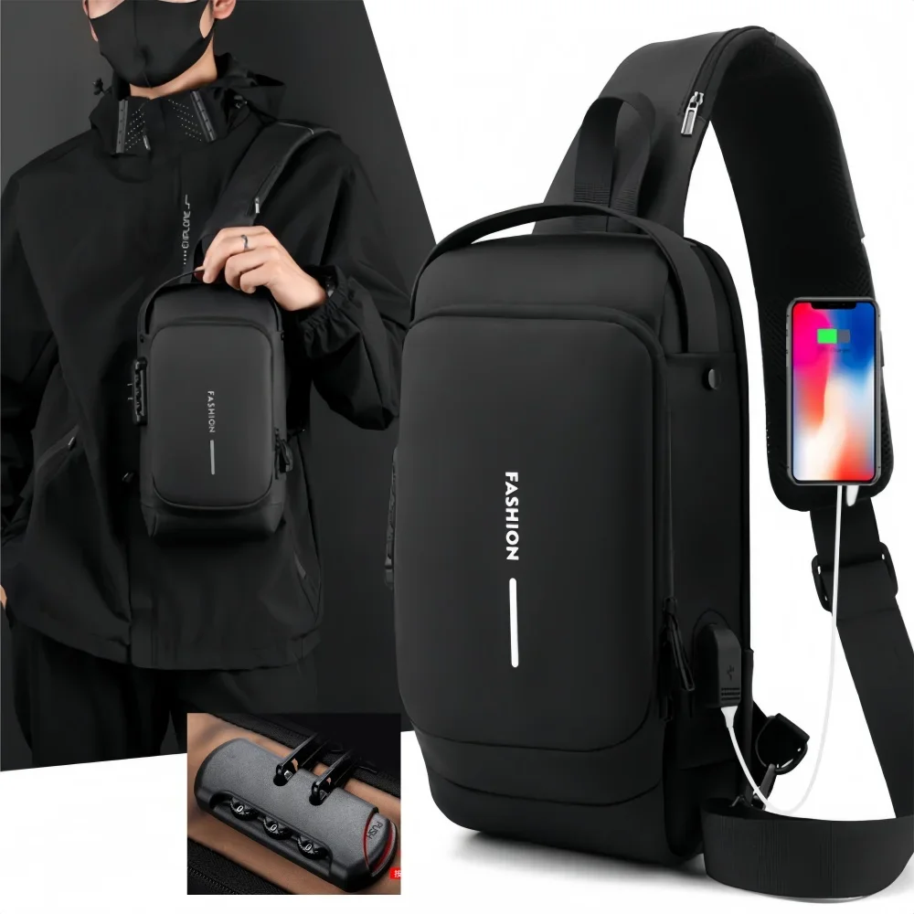 

mens Shoulder bags Crossbody messenger Cross Sling bag Satchel side chest bag Cell phone Waterproof Anti-theft breasts bag