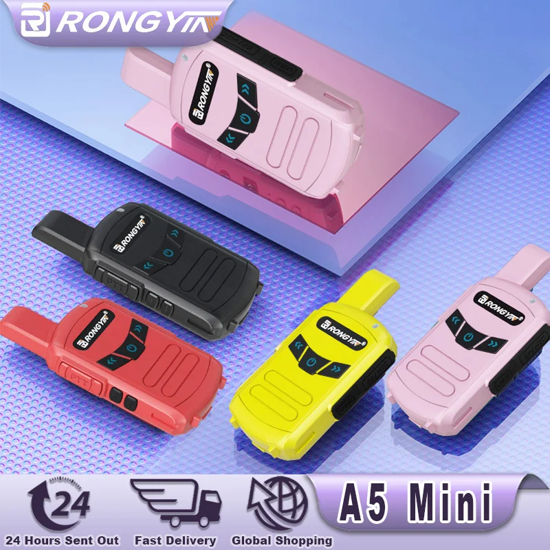Rongyin-ミニラジオa5cb,uhf 400-470mhz,バッテリー節約,16チャンネル,Cタイプ充電,長距離トランシーバー,子供向けギフト,BF-T20