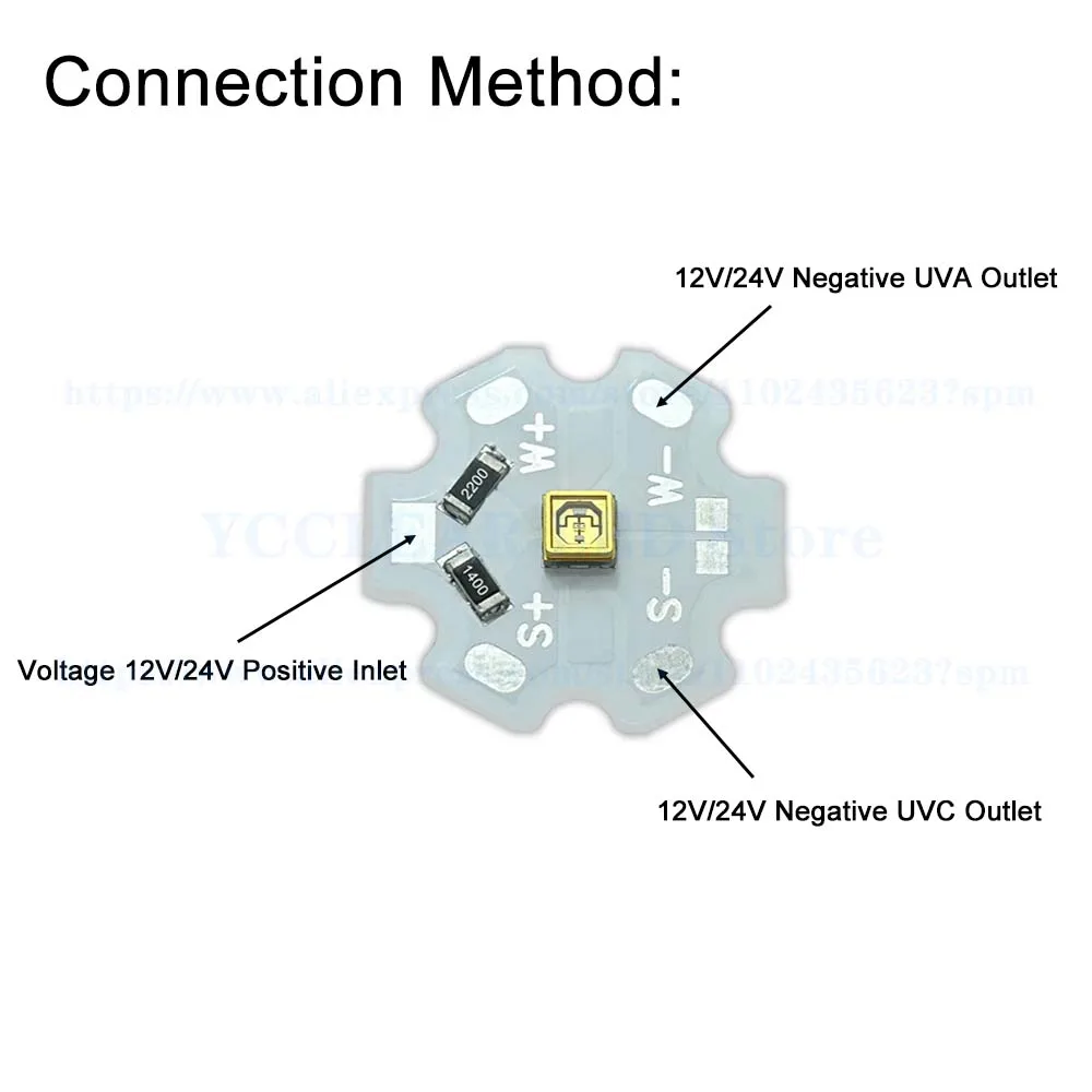 Chips LED ultravioleta de alta calidad, de 20mm placa PCB, módulo de desinfección LED, DC12V, 24V, UVC 265-280NM + UVA 395-415NM, SMD 3535