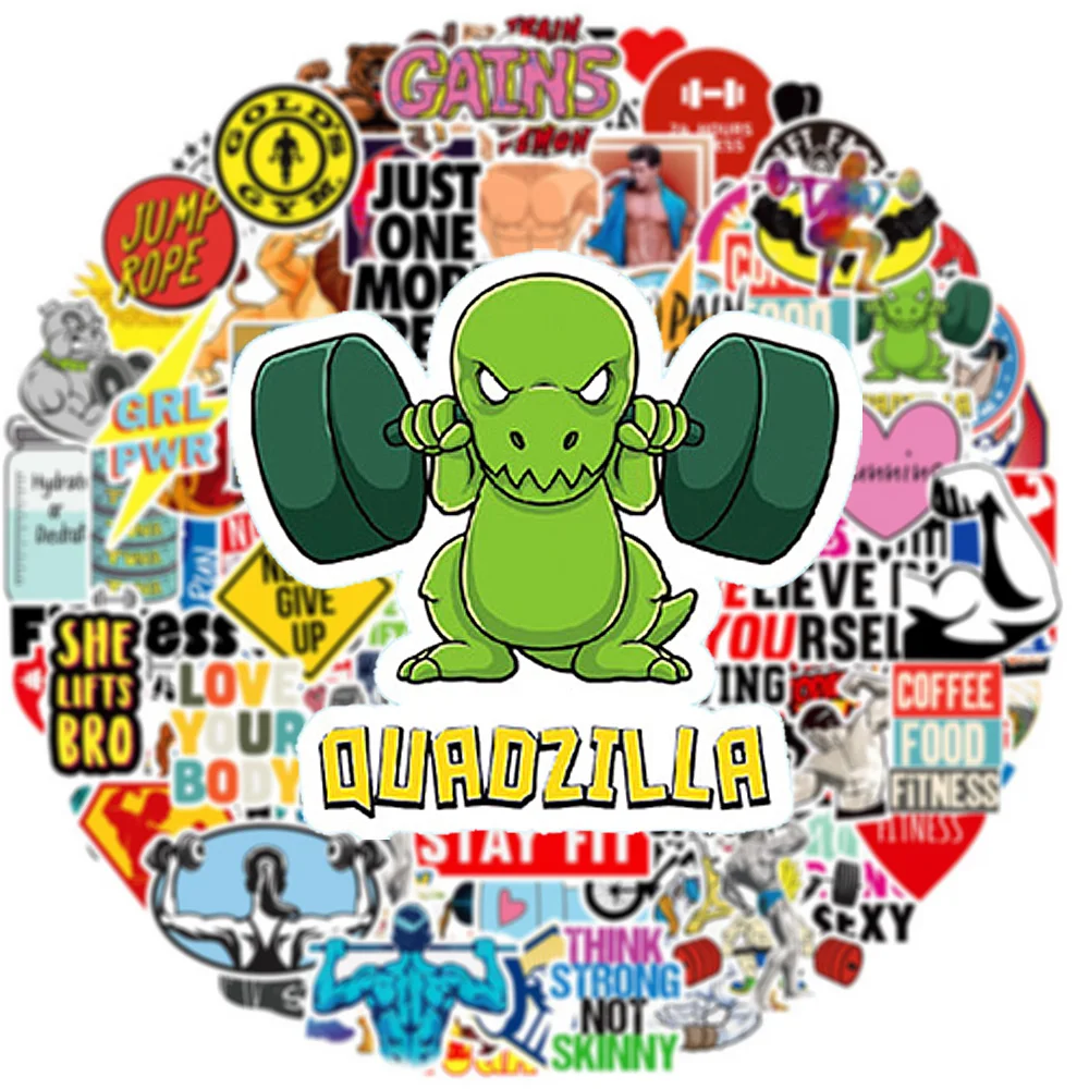 

10/30/50/100pcs Inspirational Fitness Cartoon Stickers Decal DIY Notebook Scrapbook Fridge Phone Car GYM Cool Waterproof Sticker