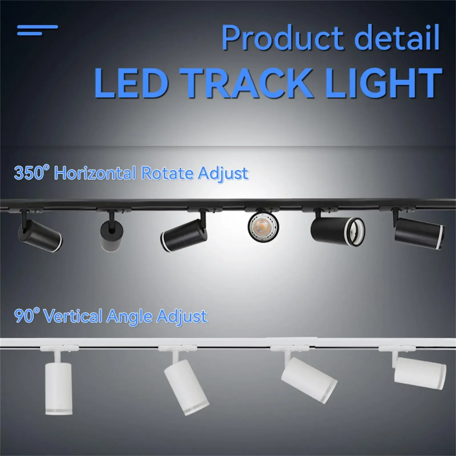 Track Light Spotlight GU10 Replaceable Bulb Led Ceiling Lighting 110-265V Track Lamp Rail Lighting for Living Room Shop Kitchen