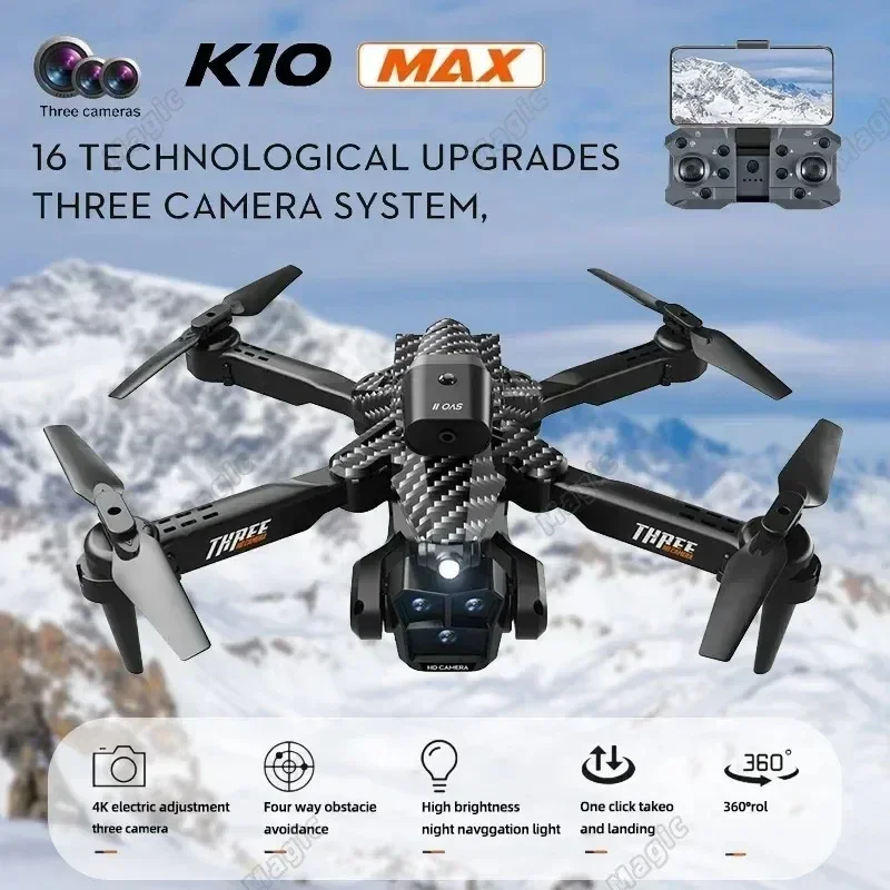 K10 Max HD Camera Drone with Brushless Motor Wide Angle Obstacle Avoidance RC Quadcopter for Aerial Photography and Gift