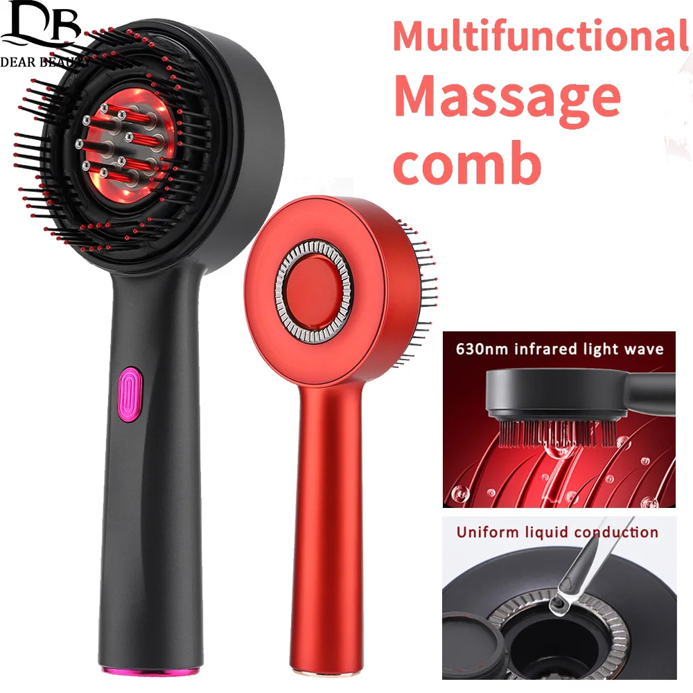 Electric Vibration Massage Comb Red Light Therapy Hair Growth Massage Scalp Brush Anti Hair Loss Liquid Oil Applicator Hair Care