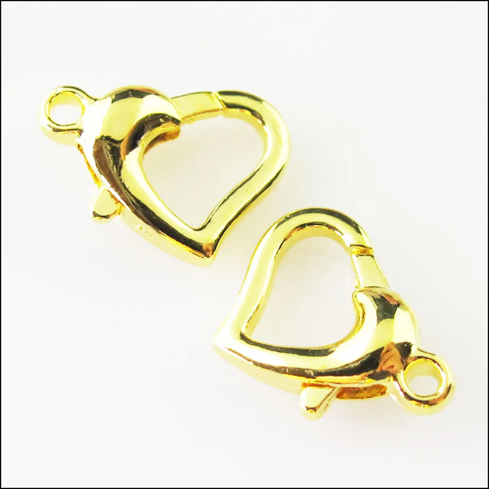 Free Shipping 15Pcs Heart Lobster Clasps Connectors Gold Silver Plated Bronze Copper Black Plated 12x14mm