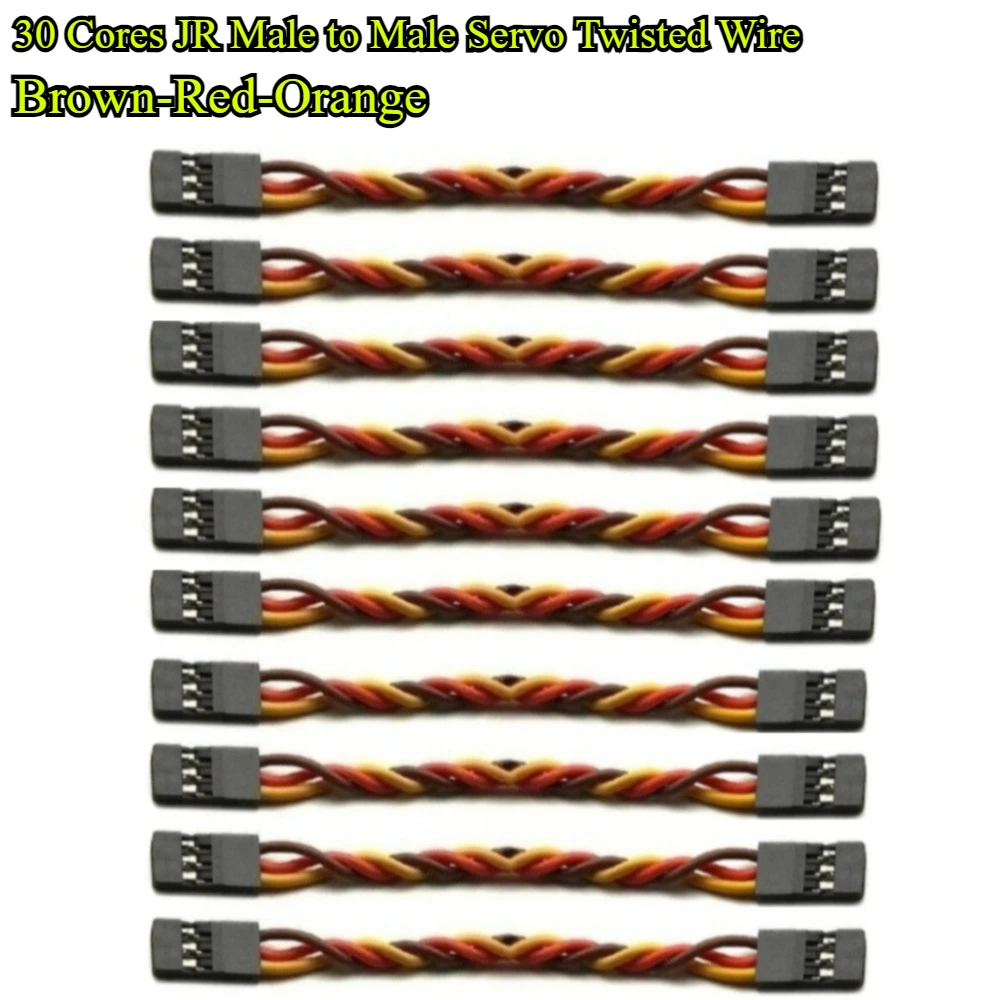 5/10/15/20/25/30/40/50/60/100cm macho para macho servo cabo de extensão fio torcido 30/60 núcleos para jr servo helicóptero carro parte brinquedo
