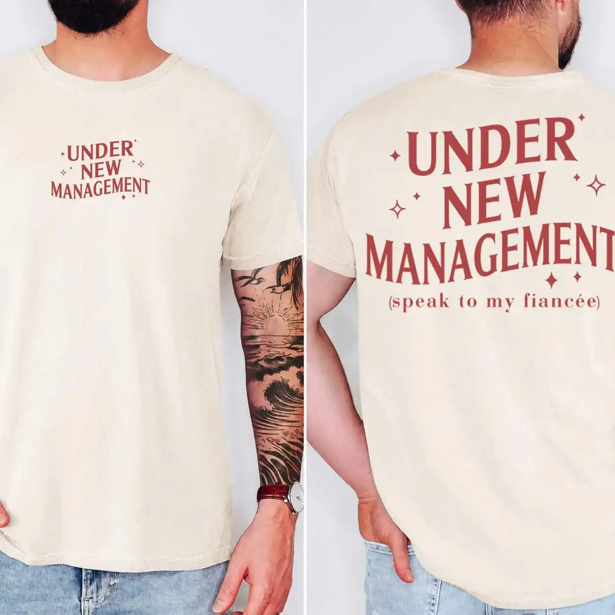 Fiance Under New Management T-Shirt, Funny Future Husband Shirt,  Bachelor Men Colors Shirt, Engagement Gift for Fiance