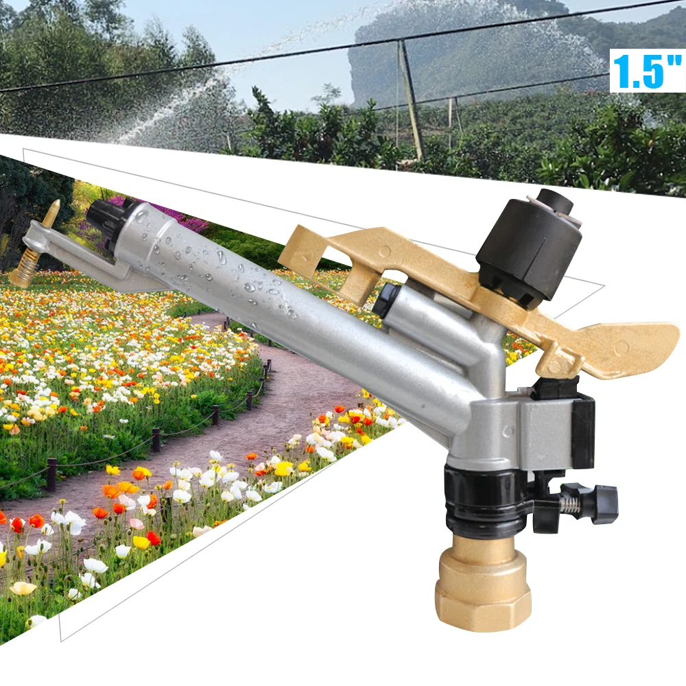 LOYALHEARTDY 1.5 In Agriculture Irrigation Spray Gun 360° Adjustable Flow Rate Large Area Garden Sprinkler Watering Gun System