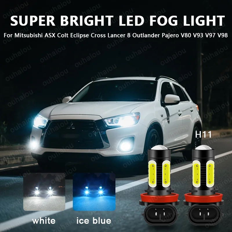 

2pcs LED Fog Light Blub Lamp Canbus H8 H11 H16 For Mitsubishi ASX Colt Eclipse Cross Lancer 8 Outlander Pajero V80 V93 V97 V98