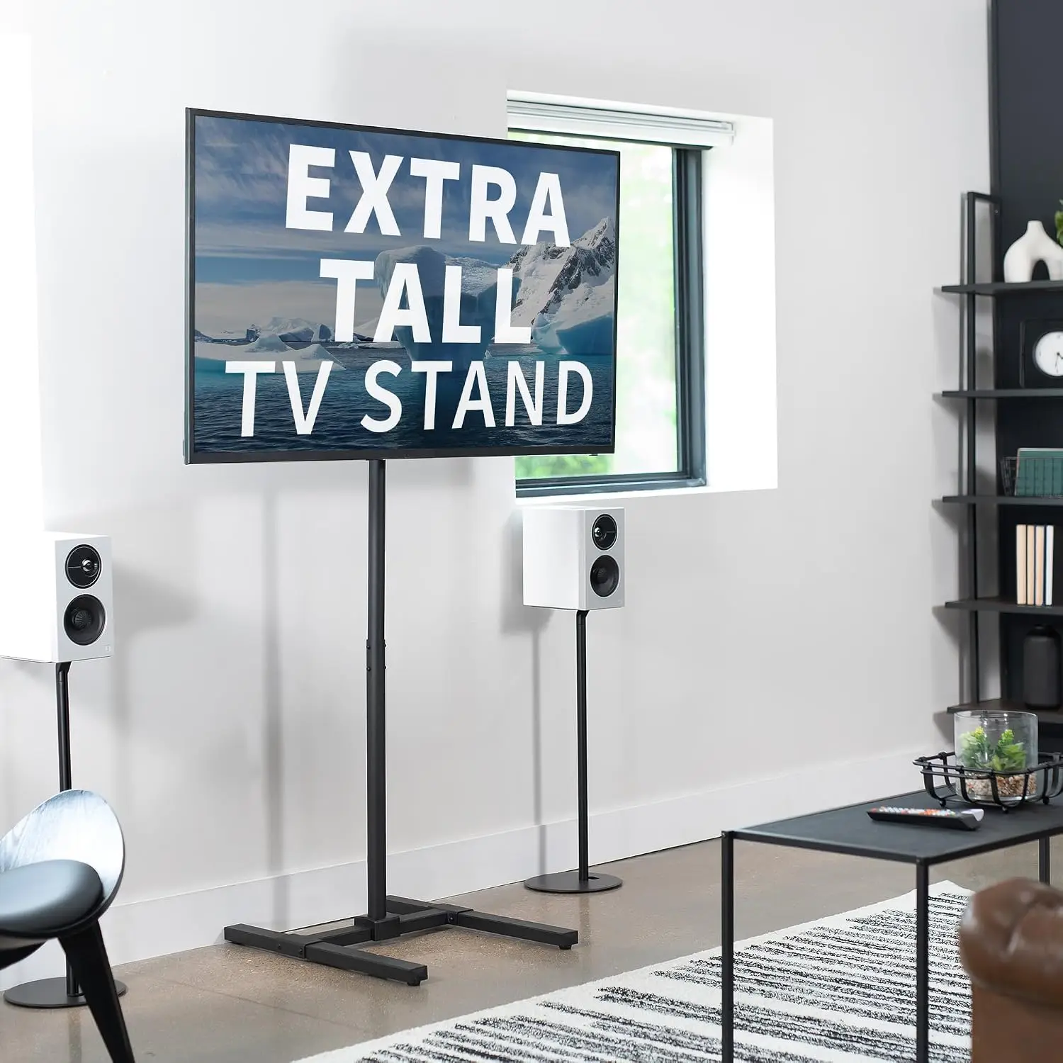 TV Floor Stand for 13 to 50 inch Screens up to 44 lbs, LCD LED OLED 4K Smart Flat, Curved Monitor Panels, Max VESA 200x200