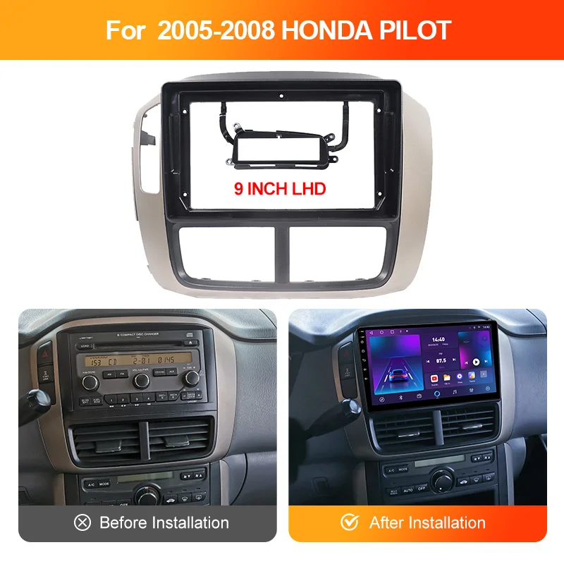 FOR HONDA PILOT 2005-2008 9 Inch LHD Car DVD Stereo Radio Fascia Dash Panel Head Unit Navigation Fascia