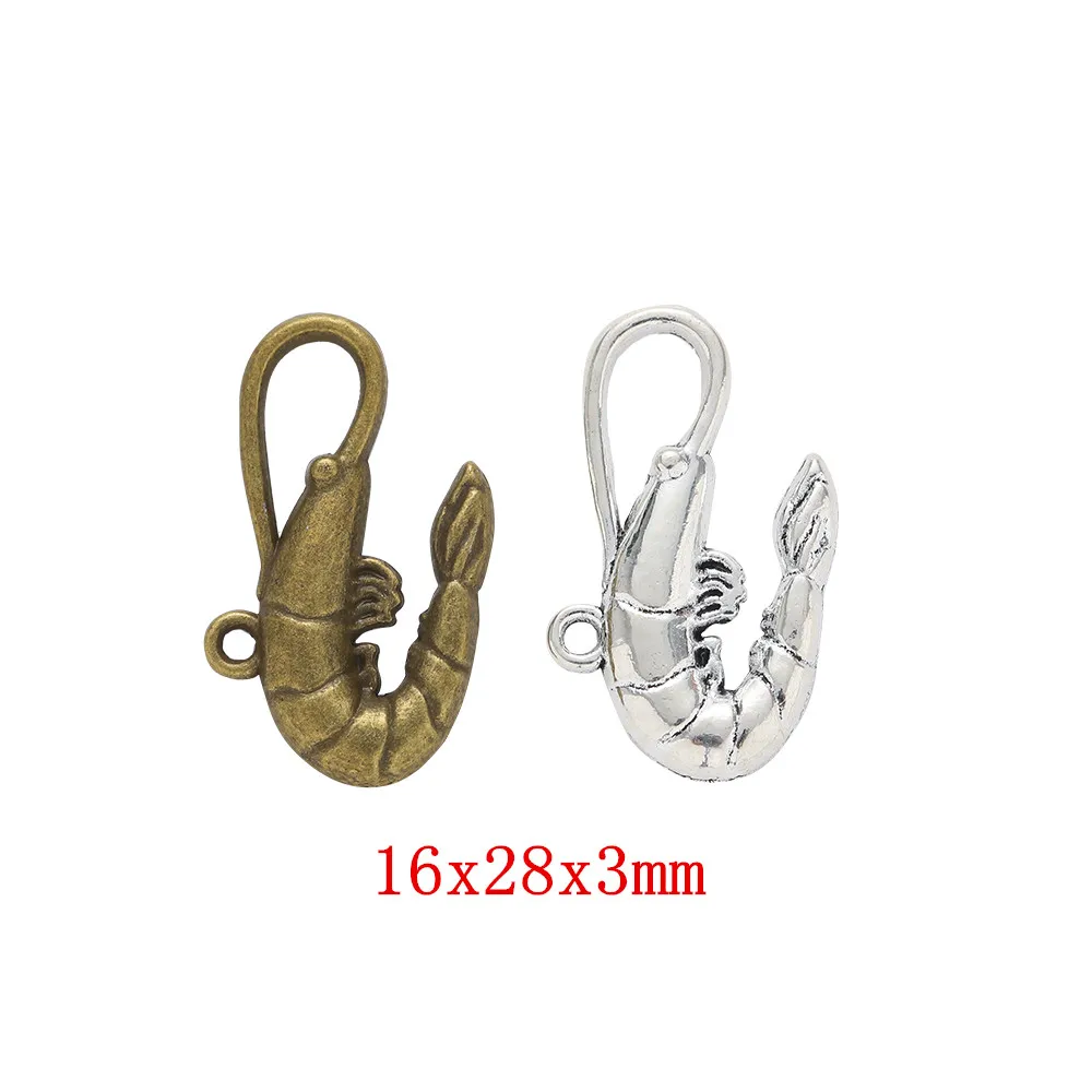 

40pcs shrimp Craft Supplies Charms Pendants for DIY Crafting Jewelry Findings Making Accessory 806