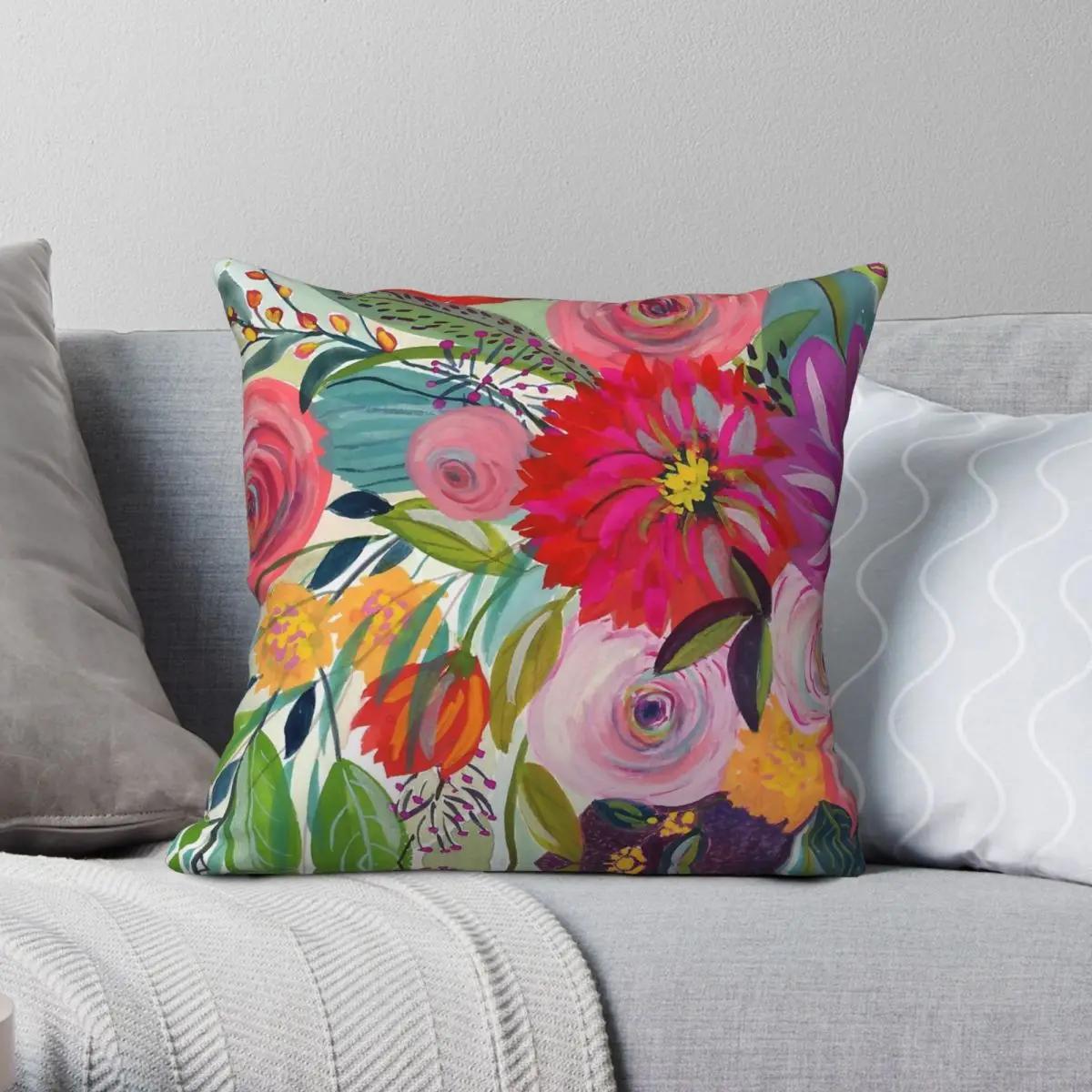 

Floral Hope Blooms Pillowcase Polyester Linen Velvet Printed Zip Decor Pillow Case Car Cushion Case