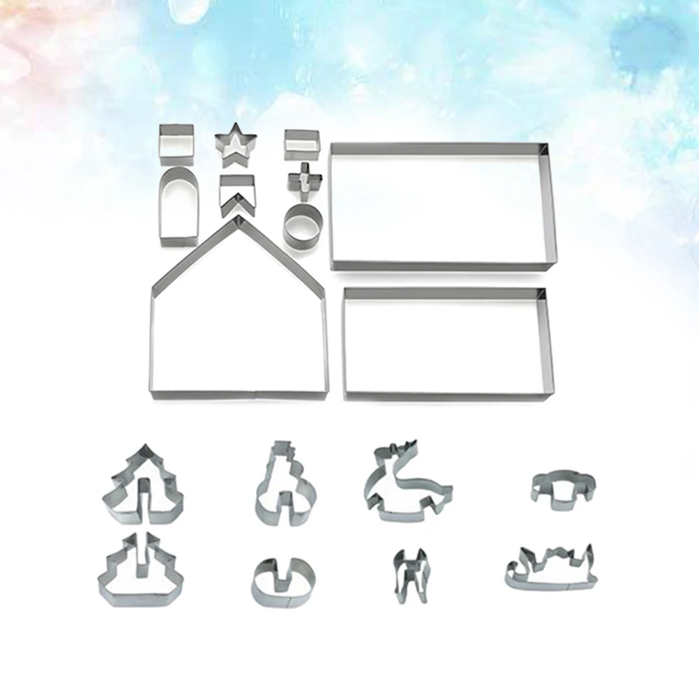 

18 Pcs Christmas Cookie Cutters Stainless Steel Accessories Molds Biscuit Bakeware Cake Decorating Tools