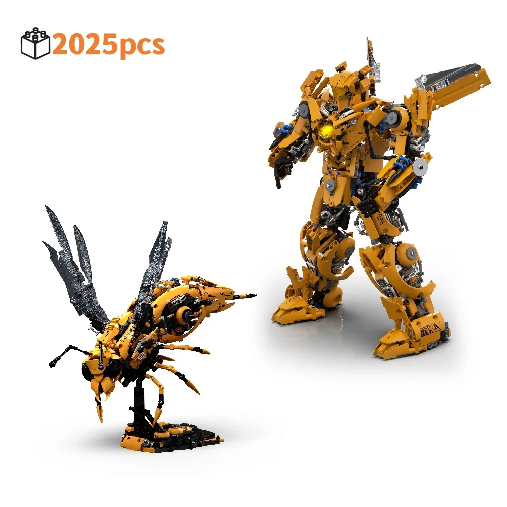 

Робот-комаха Шмель, трансформируемый, 2025 шт., робот, строительные блоки с животными, подсветка 2 в 1, креативное 3D украшение, подарок для взрослых и детей