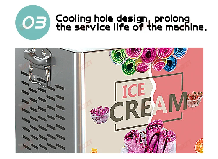 GZZT SSIMF10 Tabletop Electric Fried Yogurt Maker Stir-Fried Ice Cream Rolls Machine Home Yogurt Fruit Smoothie Machine 110-220V