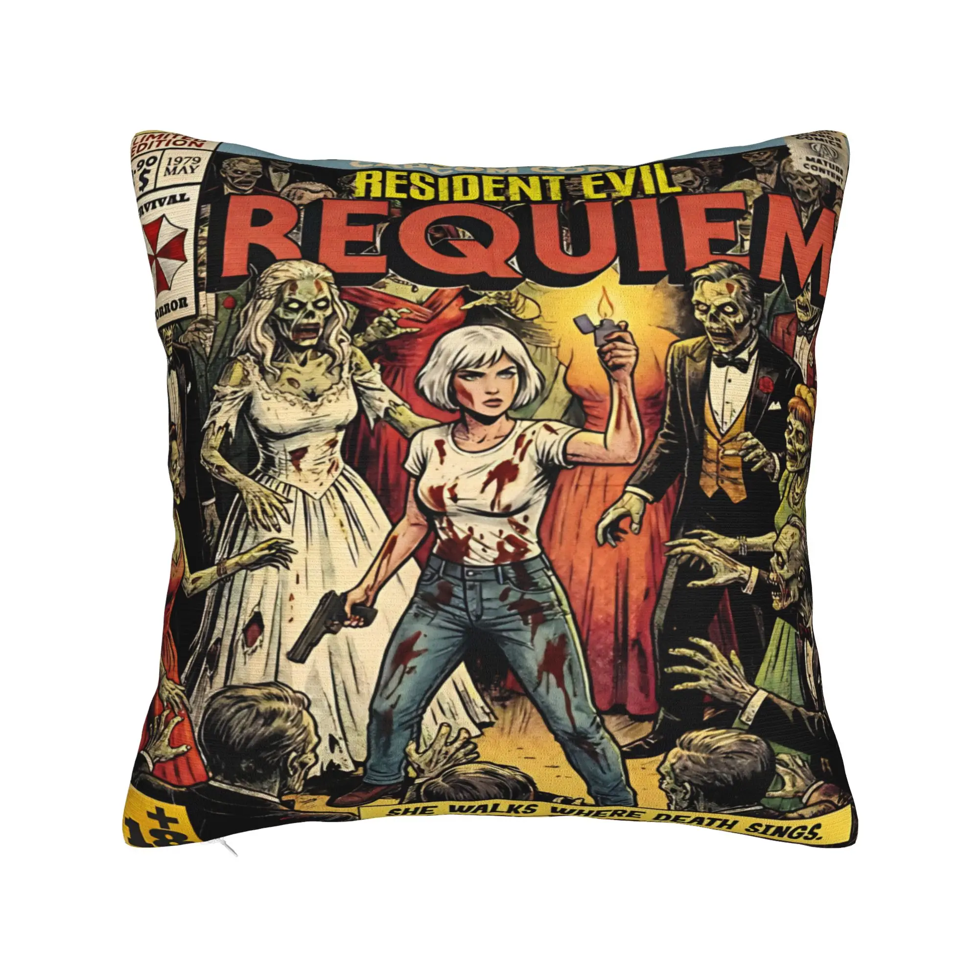 Residents Evils 9 Requiem Grace Ashcroft Vintage Comic Cover Art Pillow Cover Print Cushion Cover Morden Pillow Case