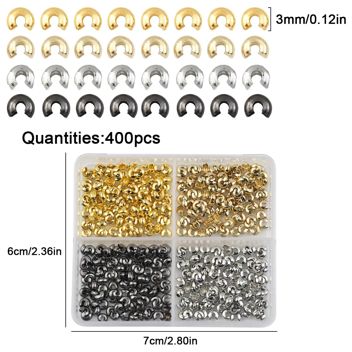 Box Diy Schmuck Materialien Zubehör Karabinerverschluss Biegeringe Ohrringverschlüsse Stopper Crimp Tube Clamshell Bead Flat Head Eye Pin