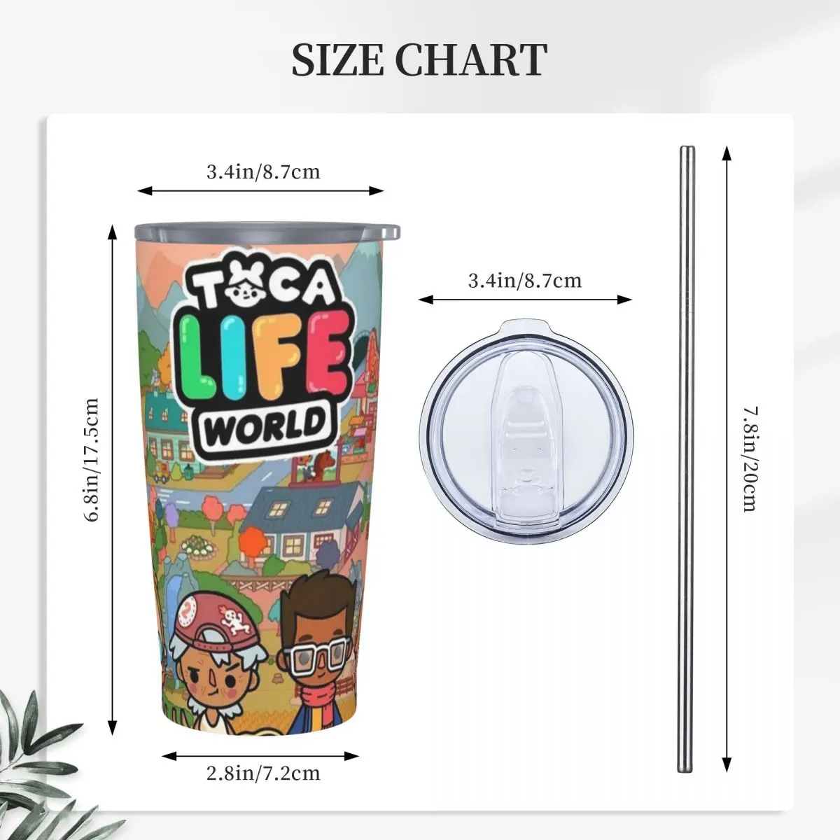 Toca Life Box Toca Boca Cute Game Stainless Steel Tumbler Vacuum Insulated Mug Thermal Cold Bottle Straws With Lid 20oz