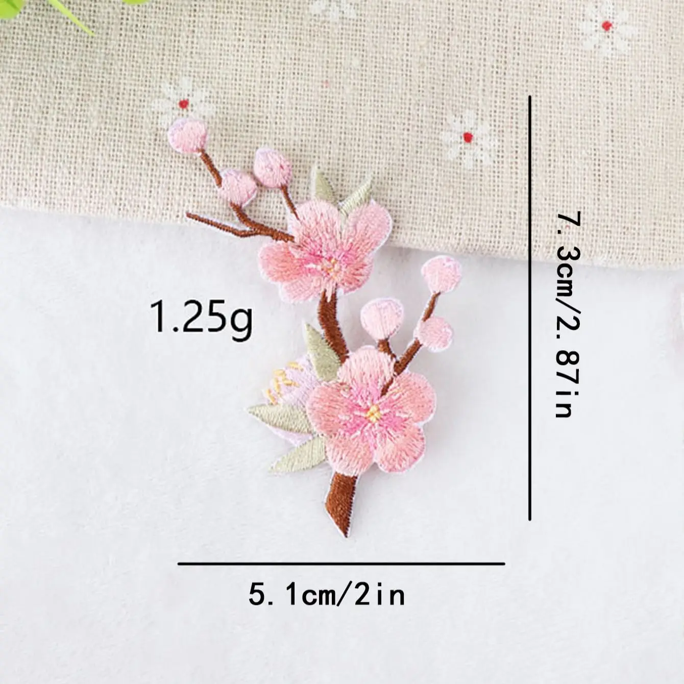 6pcs -6 different peach blossom branch embroidery stickers