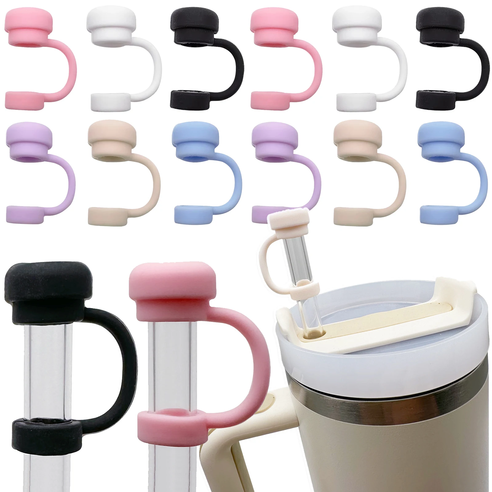 

Lots Silicone Straw Cap Reusable Dust-proof Straw Cap Is Suitable for 8-10mm Straw Children's Water Cup Universal Accessories