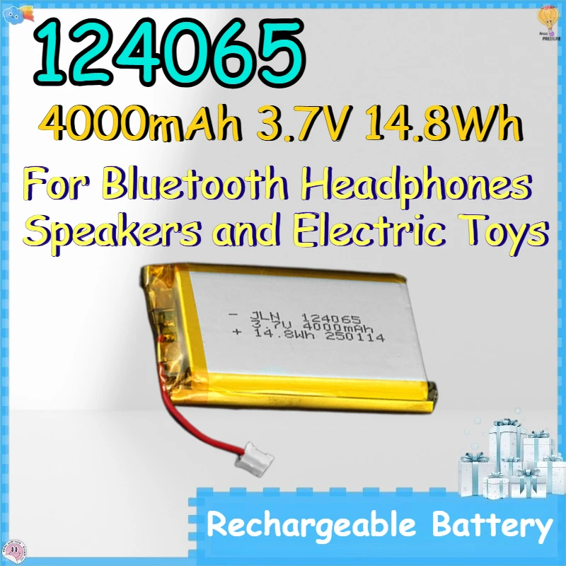 124065 4000mAh 3.7V 14.8Wh Rechargeable Battery for Bluetooth Headphones Speakers and Electric Toys Lithium-ion Battery