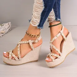 Wedge Thick Soled Sandals For Women Platform Heels Pearl Roman Sandals Sexy Women's Shoes New Summer Womens Chunky Heel Sandals