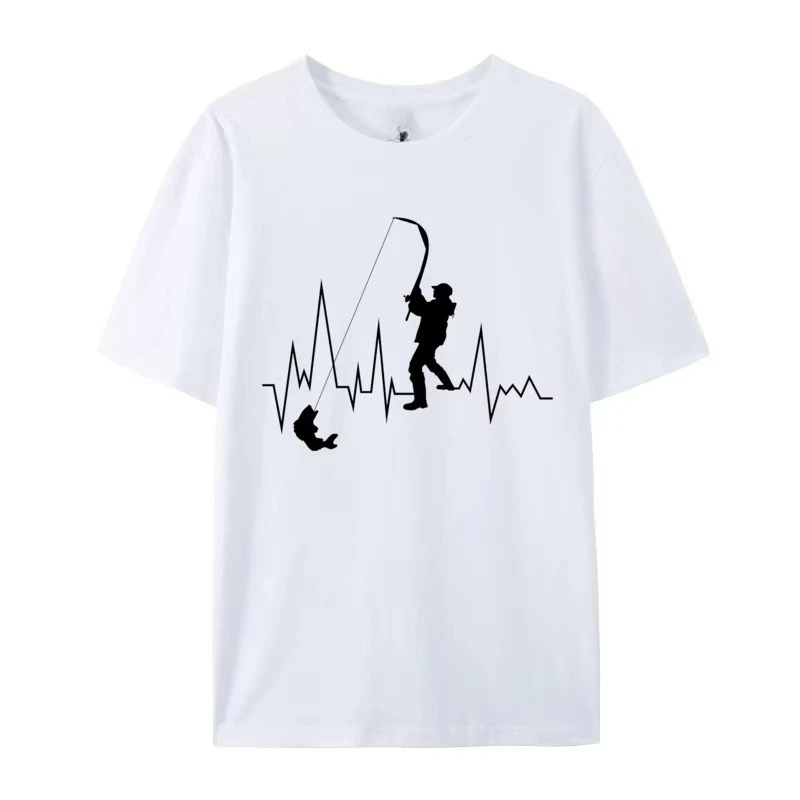 2026 New Hot Fish Heartbeat T-Shirt Winter Gift T-Shirt for Men Cotton Printed T Shirt Discount Xs Graphic T Shir