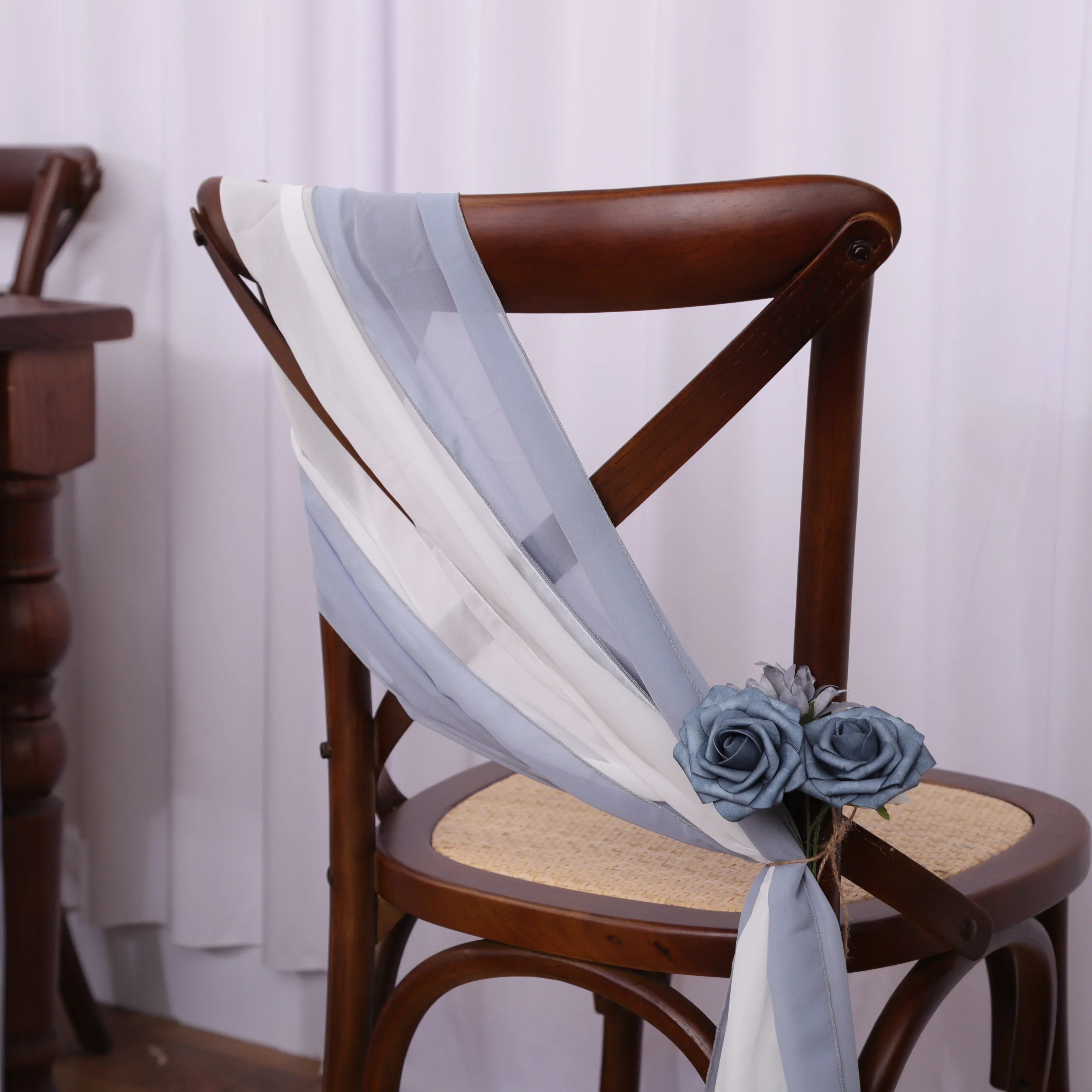 

24PCS 17x275cm Wedding Chair Sashes, Wedding Decoration,Chiffon Chair Ribbon Decorations Bride Party Banquet Event Baby Shower