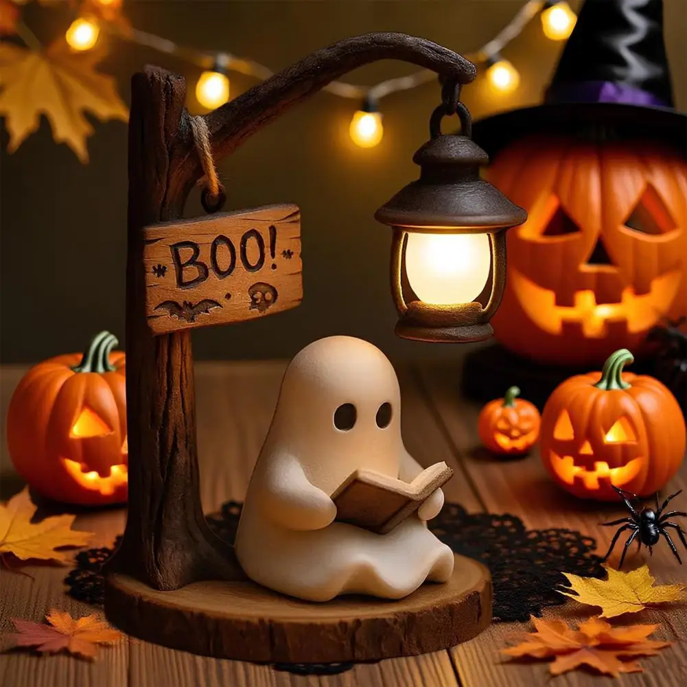

Halloween Lantern Decor Ghost Reading Light 3d Resin Halloween Ghost Night Light with Warm Led Ghost for Bedroom Room