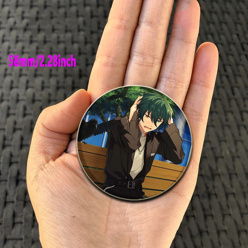 32/44/58mm Ensemble Stars Mika Kagehira Runde Brosche Cartoon Cosplay Abzeichen Icons Anstecknadeln für Rucksack Fans Geschenke