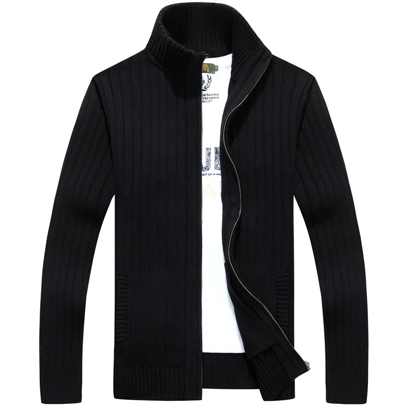 2023 Men's Autumn Thickened Business Casual Sweater Youth Stand Collar Cotton Sweater