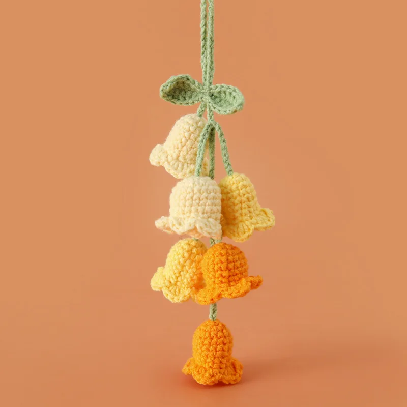 Bell Orchid Crochet Flowers Pendant Car Mirror Pendant Bag Decor Artificial Flowers Decoration Gift