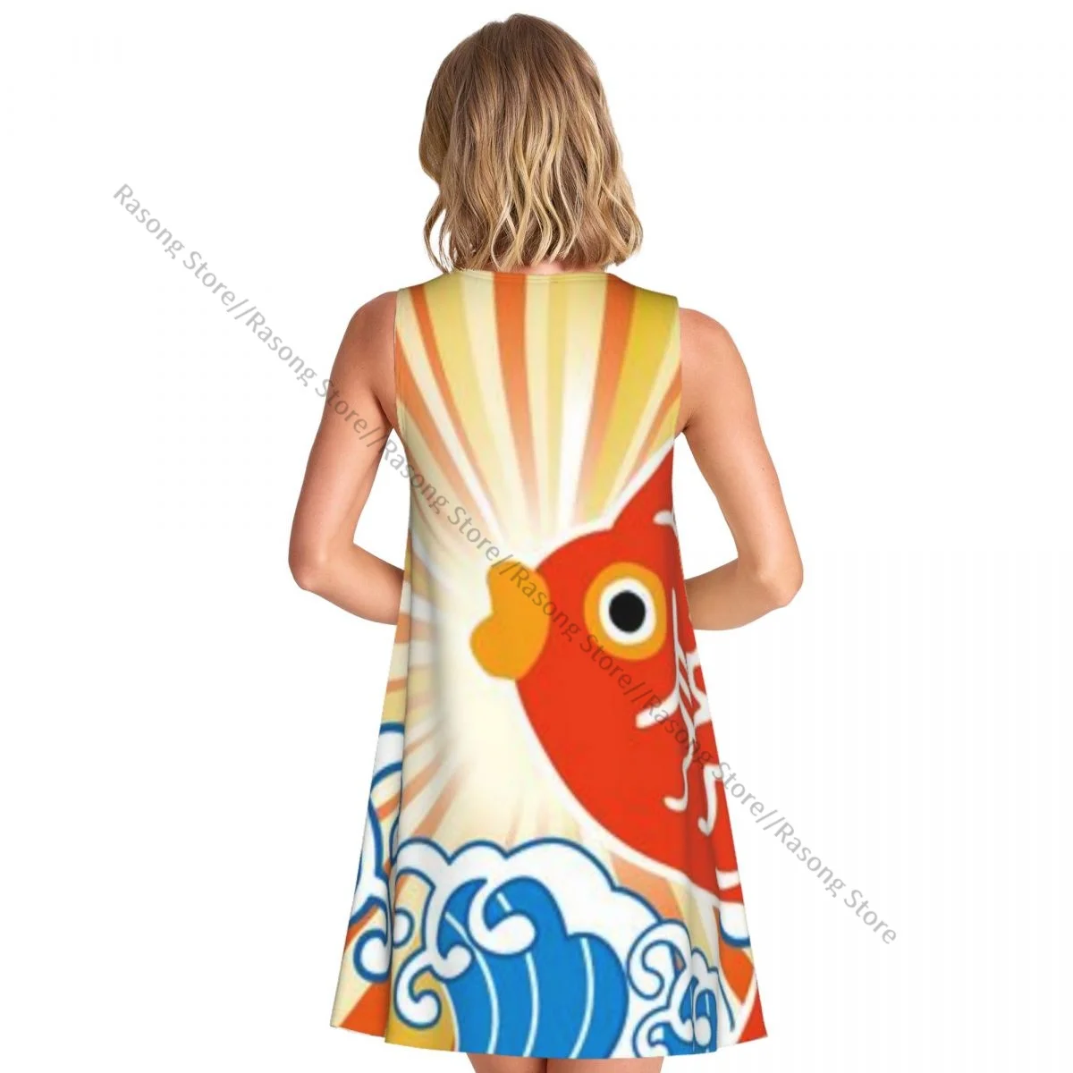 Vestido de ropa de mujer Vestido largo sin mangas con cuello redondo y Bream de mar auspicioso