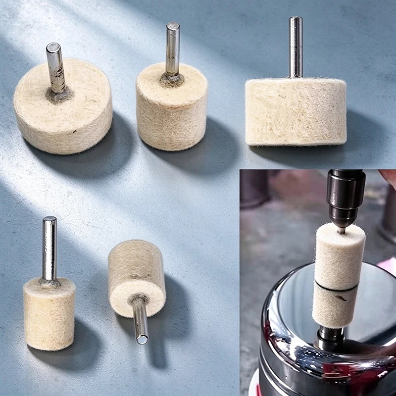 6mm Shank Wool Felt Polishing Buffing Wheel, 20mm 25mm 30mm 35mm 40mm Mounted Grinding Head for Drill Rotary Dremel Tools