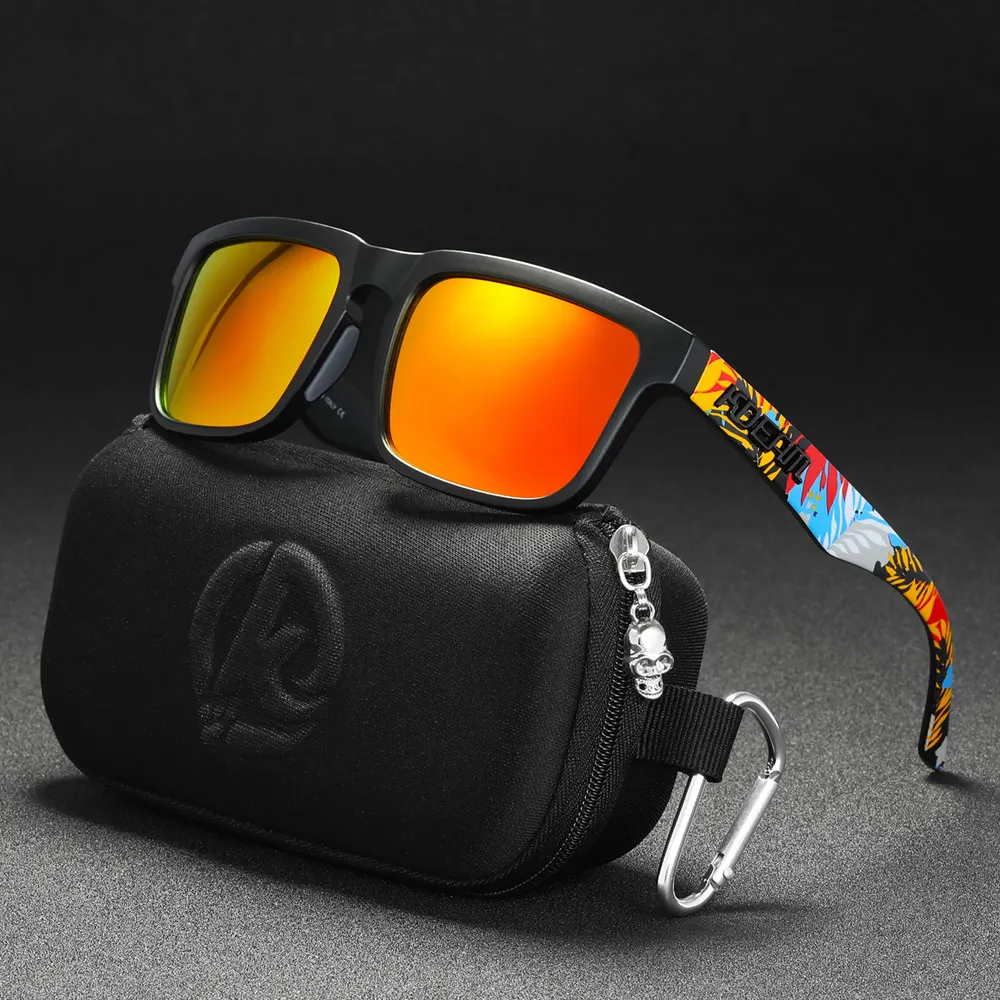 Neue hochwertige quadratische Sonnenbrille für Herren der Marke KDEAM, farbige Sport-Polarisations-Sonnenbrille mit reflektierender Beschichtung und verspiegelten Gläsern – Detail 19