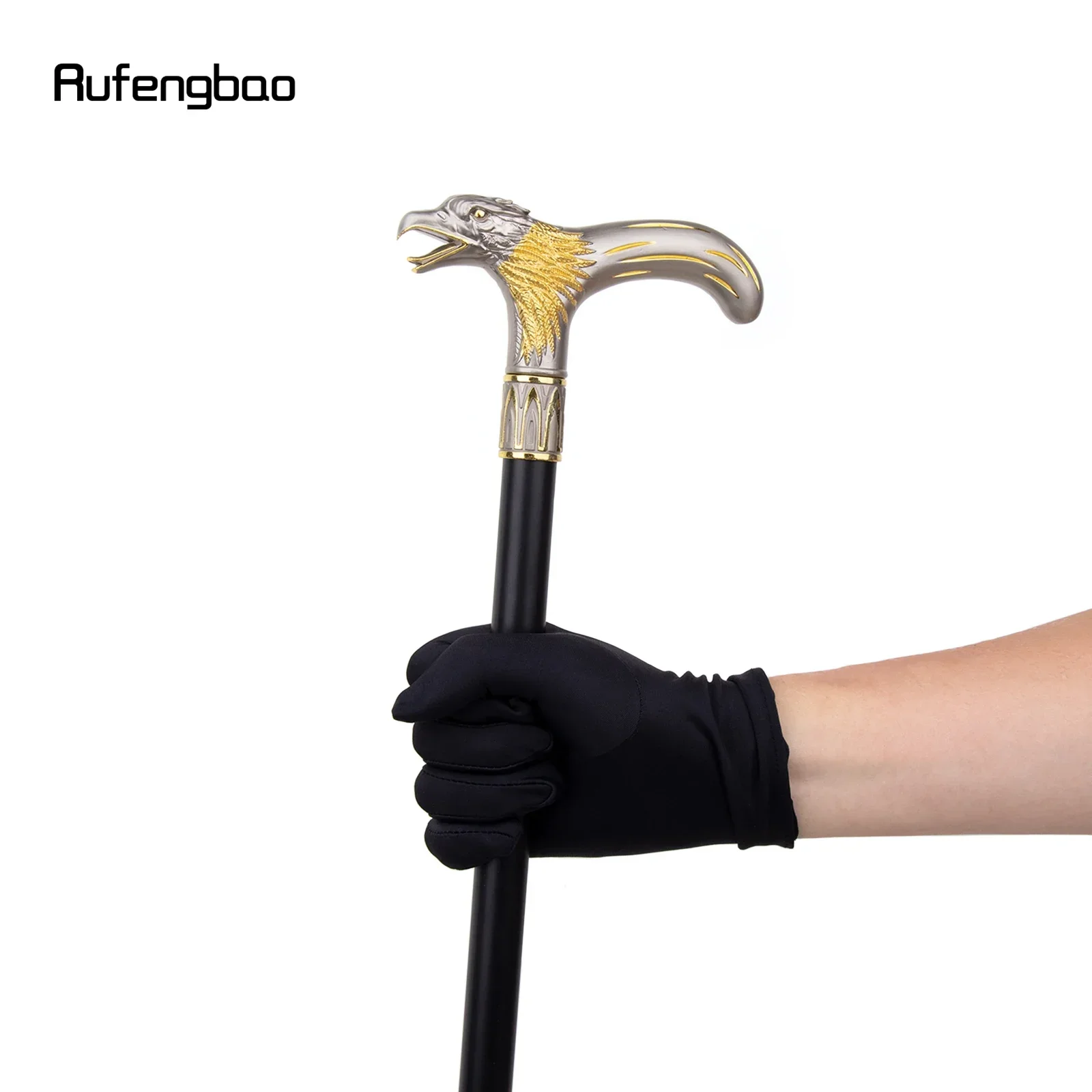 Golden Dinosaur Eagle Hawk Walking Cane Fashion Decorative  Stick Elegant Cosplay Cane Knob Crosier 93cm  Performance Stage Cane