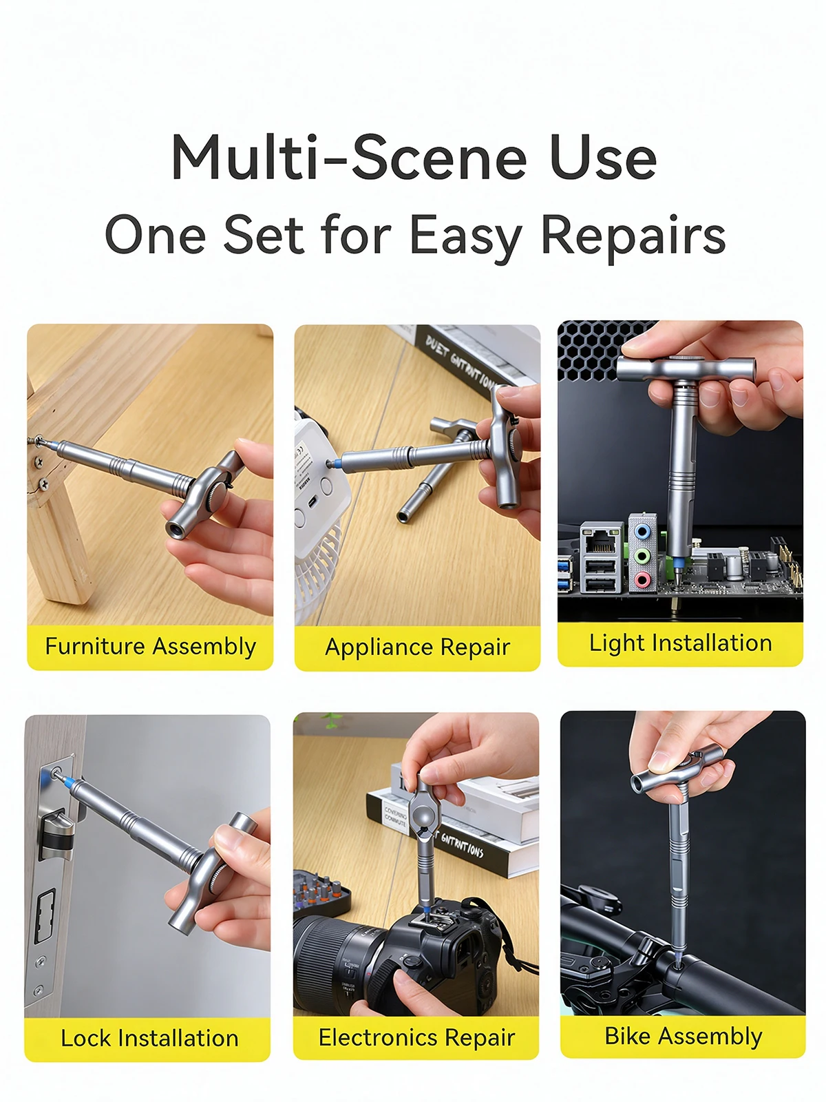 Multifunktionales Ratschenschraubendreher-Set 38 in 1 T-Griff Magnetische S2-Stahl-Bits für Motorrad, Auto, DIY-Reparatur, Handwerkzeuge – Detail 2