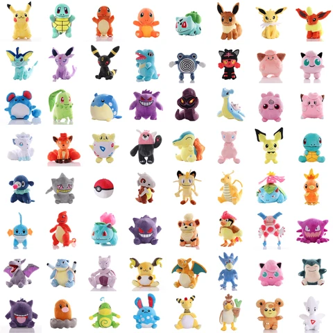 Плюшевые игрушки Pokemon: Pikachu, Squirtle, Charmander, Bulbasaur и другие — изображение товара
