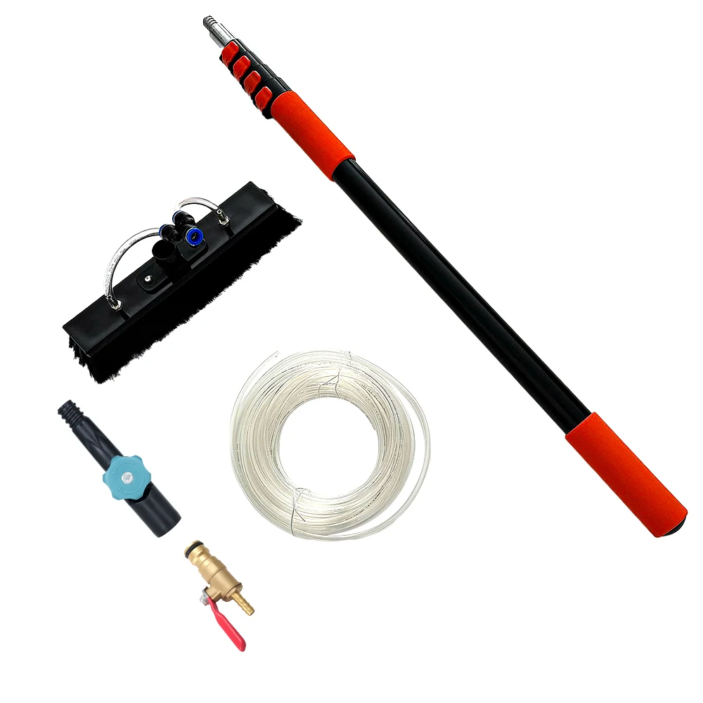 Aluminum telescopic rod water supply system spray cleaning eco-friendly Dongfang brand solar panel window cleaner brush kit tool