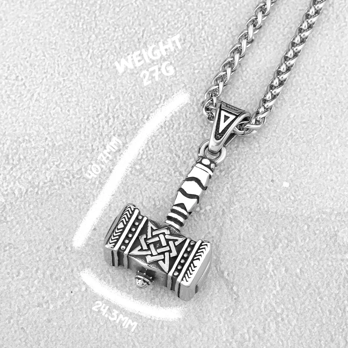 Vintage Thor\'s Hammer Pendant for Man Necklace Stainless Steel Jewelry Mjolnir Necklace Norse Viking Celtics Knot Necklace Chain