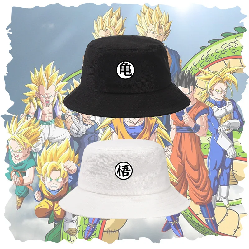 Dragon Ball Z Son Goku Anime Bucket Hat Cotton Printing Hip Hop Fisherman Panama Sun Hat Outdoor Street Casual Visor Bucket Cap