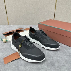 Luxury Brand LO Men Sneakers Cowhide Patchwork Fur Casual Sports Shoes Women Sneaker