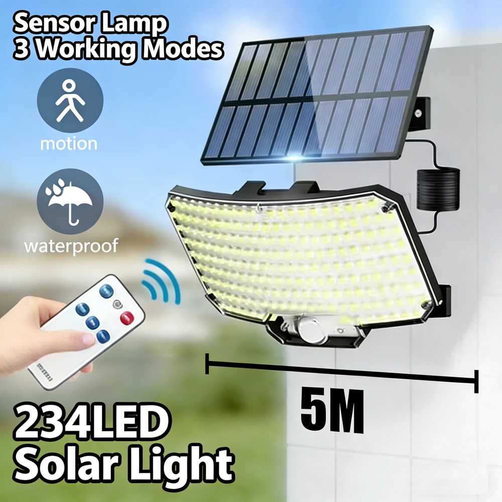 High Power 234LED Solar Light IR Sensor Street COB Decorative Wall Light Waterproof 3 Modes Garden Outdoor Camping Solar Lamps