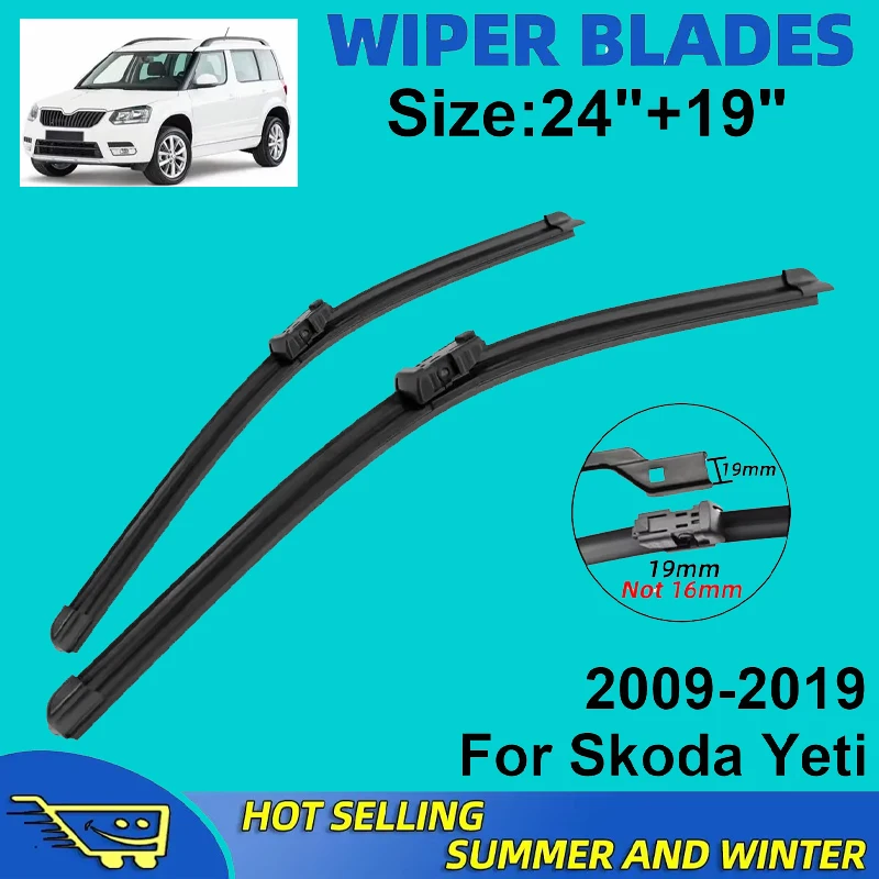 

2PCS Wiper Blades Set Kit For Skoda Yeti 2009-2019 2010 2011 2012 2013 Front Windshield Brushes Windscreen Window Accessories