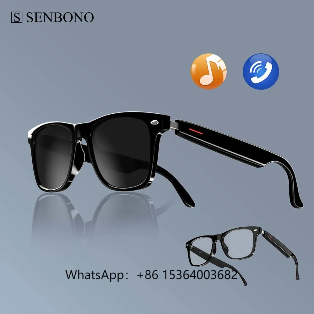 

TJXL-SENBONO Smart Glasses E13 Wireless BT 5.0 Sunglasses Outdoor Smart Sport Hands-Free Call Music Headphone Anti-Blue Eyeglass