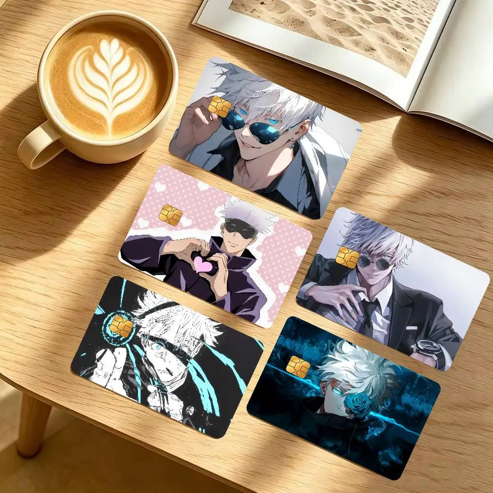 Anime Cool S-Satoru Gojo   Anmie 4pcs 1Set Sticker Film Skin Cover for Credit Card Debit Bank Card Front