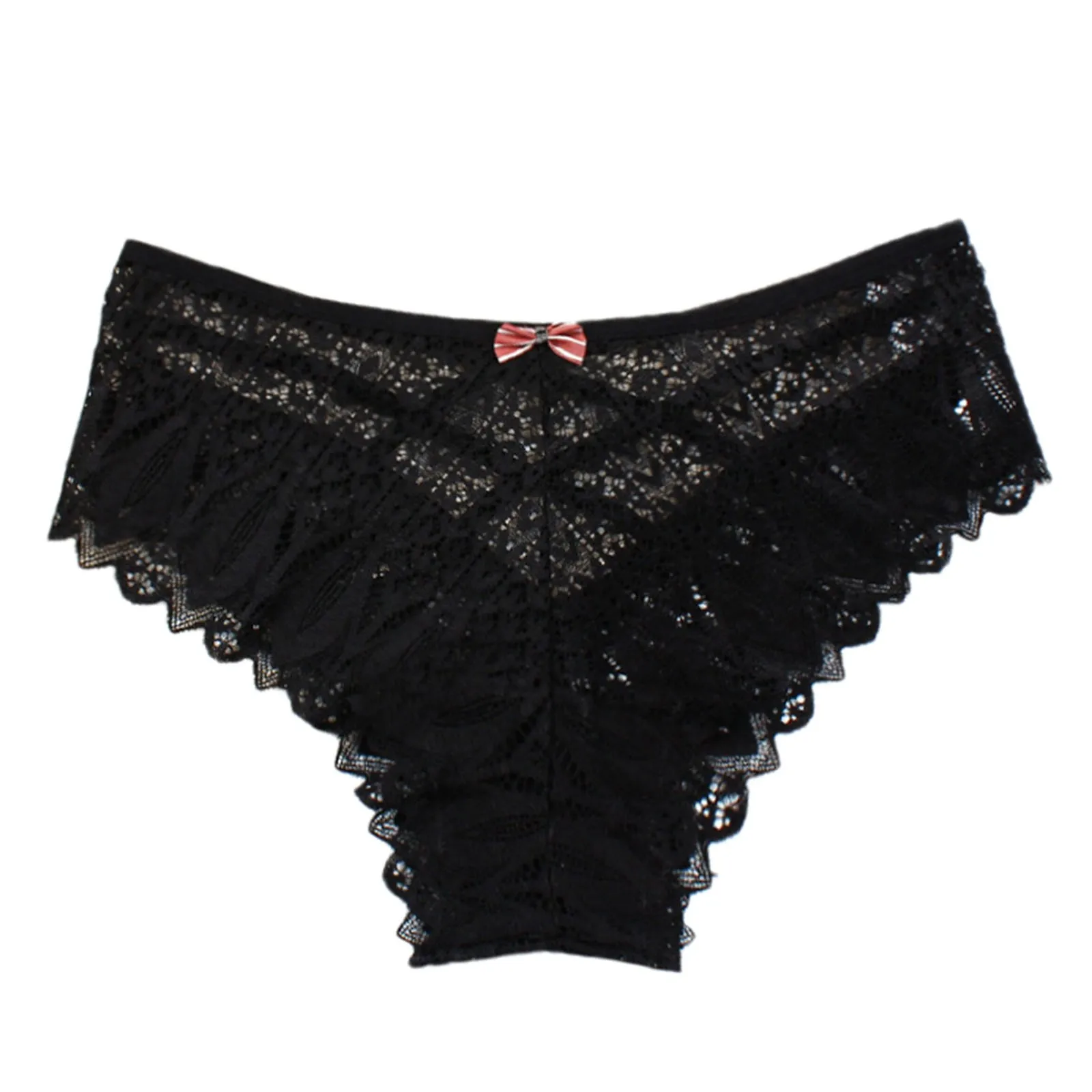 Women Lace Underwear Bow Panties Plus Size S-5XL Sexy Hollow Out Female Lingerie Briefs T Back Hot Temptation Thongs For Women