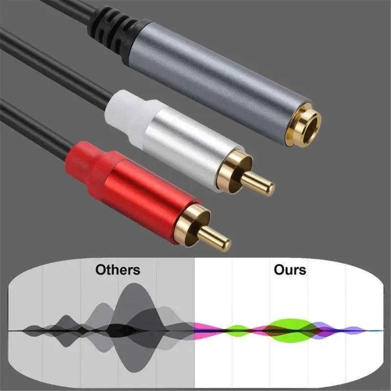462E 2 RCA to 6.35mm 1/4 Female Adapter Cable 6.35mm to RCA Adapter 1/4inch Stereo Female to 2 RCA Male Y Splitters