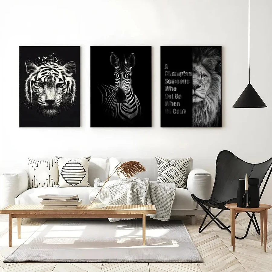 Animal negro blanco tigres, zebras, leopardos, búhos pintura completa de diamantes punto de cruz arte cafetería Bar mosaico decoración de pared de habitación