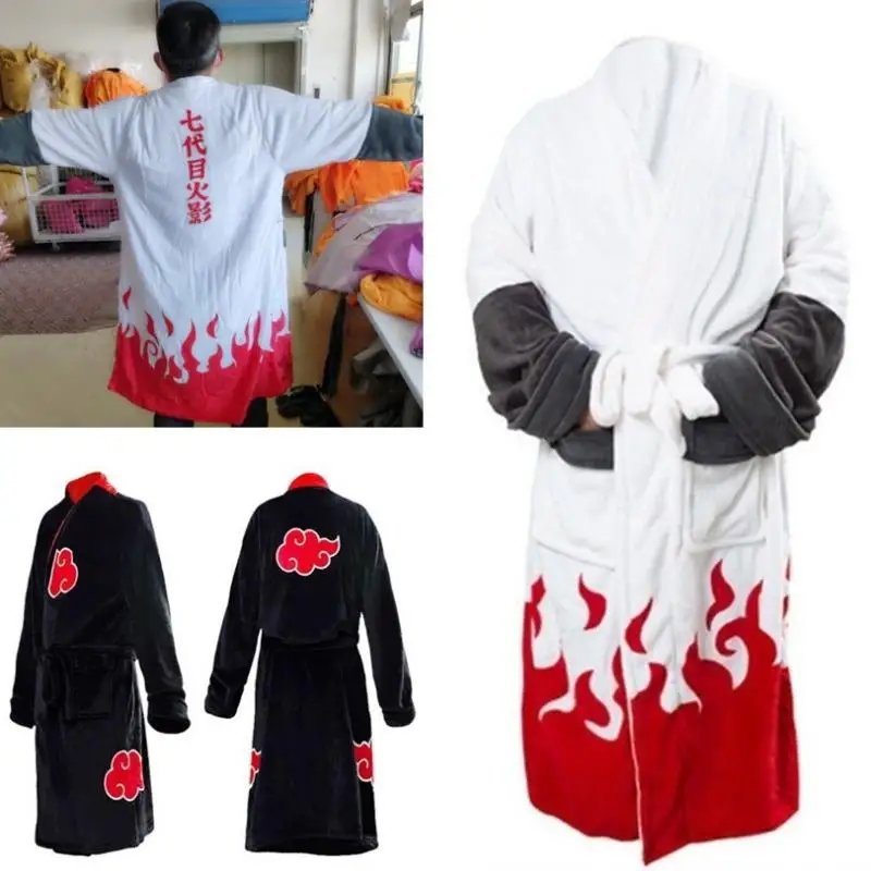 Anime Naruto Namikaze Minato Bathrobe Flannel Dressing Gown 4Th Hokage Cosplay Robe Soft Warm Men Women Home Sleepwear Adult